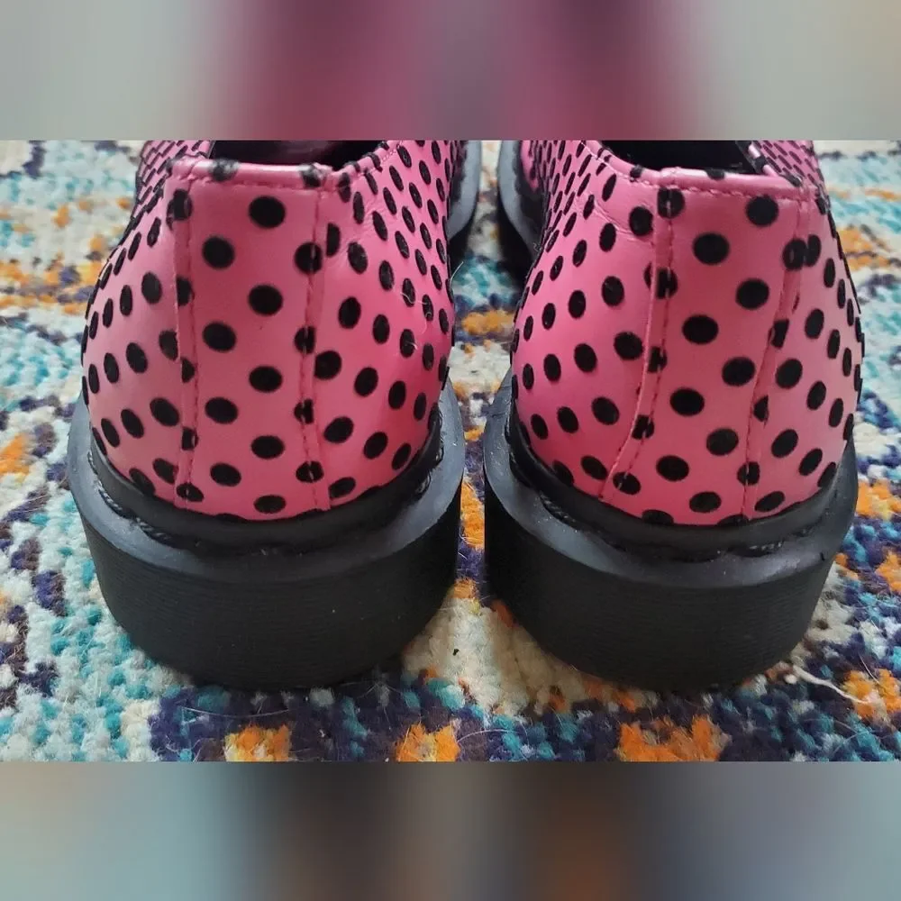 Dr Martens 1461 Pink With Flocked Black Polka Dots Originals Size US L 10 - Picture 6 of 12